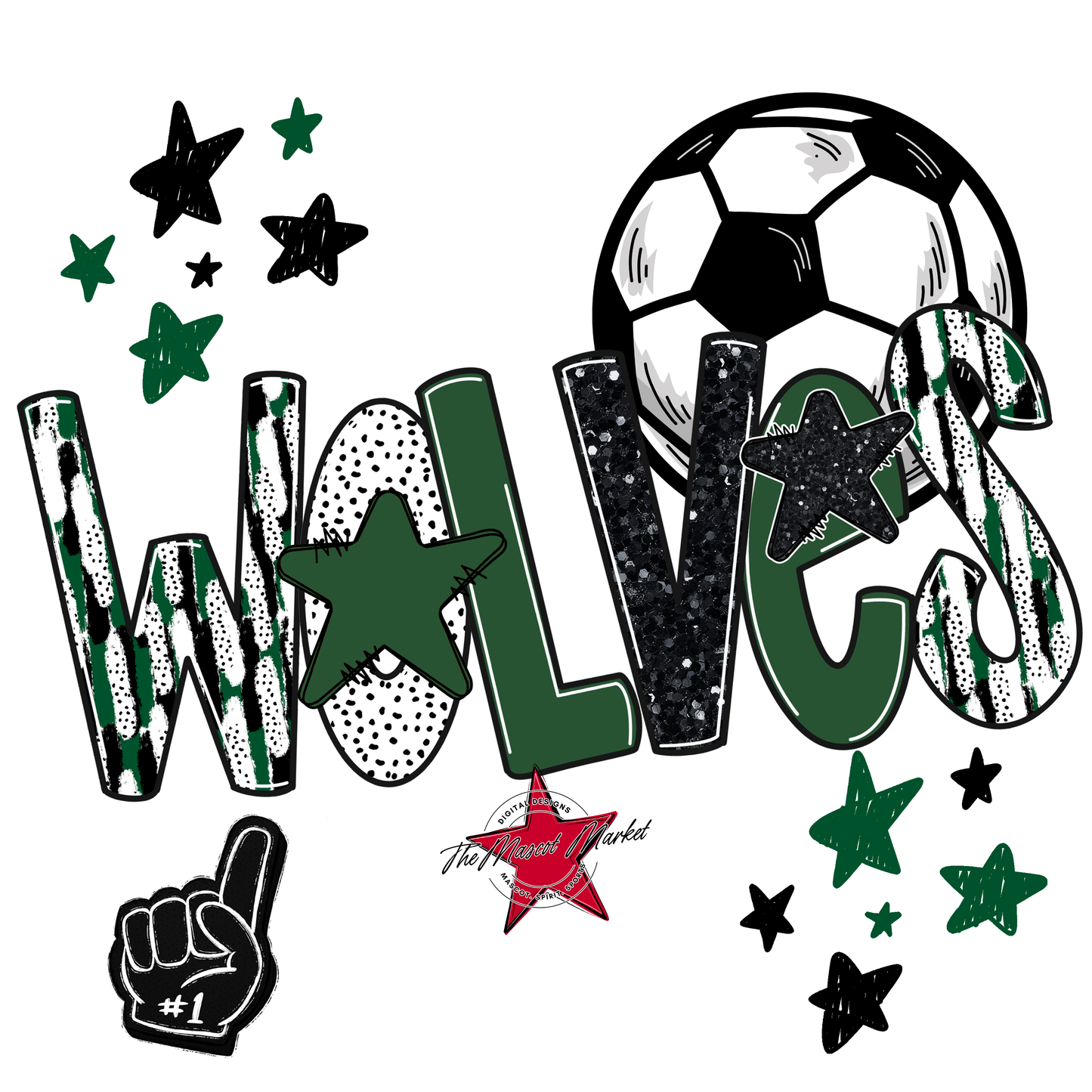 Wolves Soccer Scrape-Green