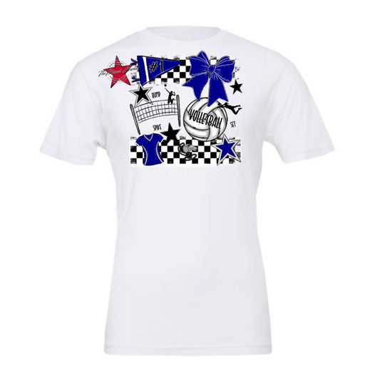 Volleyball Checkers Spirit Design-Blue