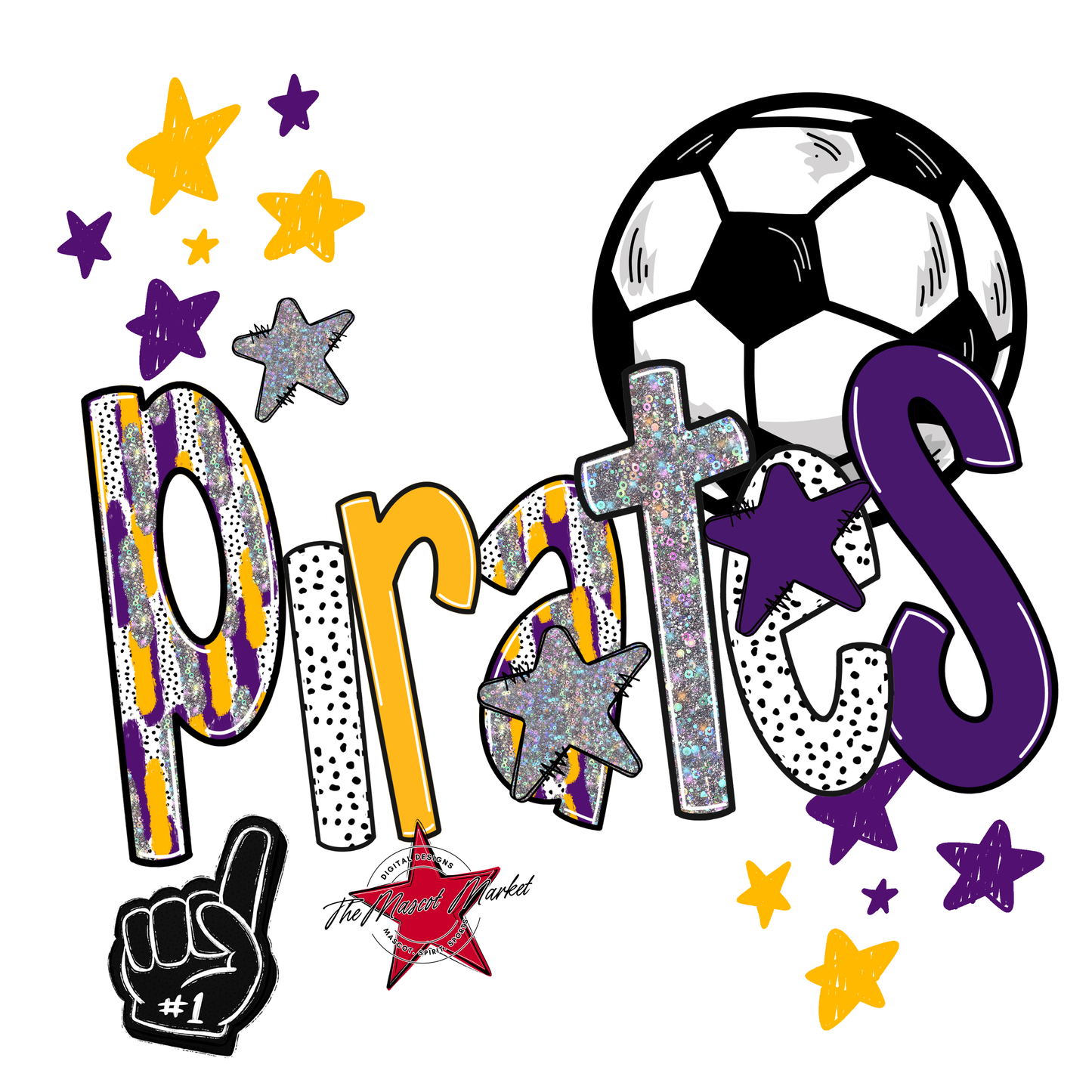 Pirates Soccer Scrape-Purple-Yellow