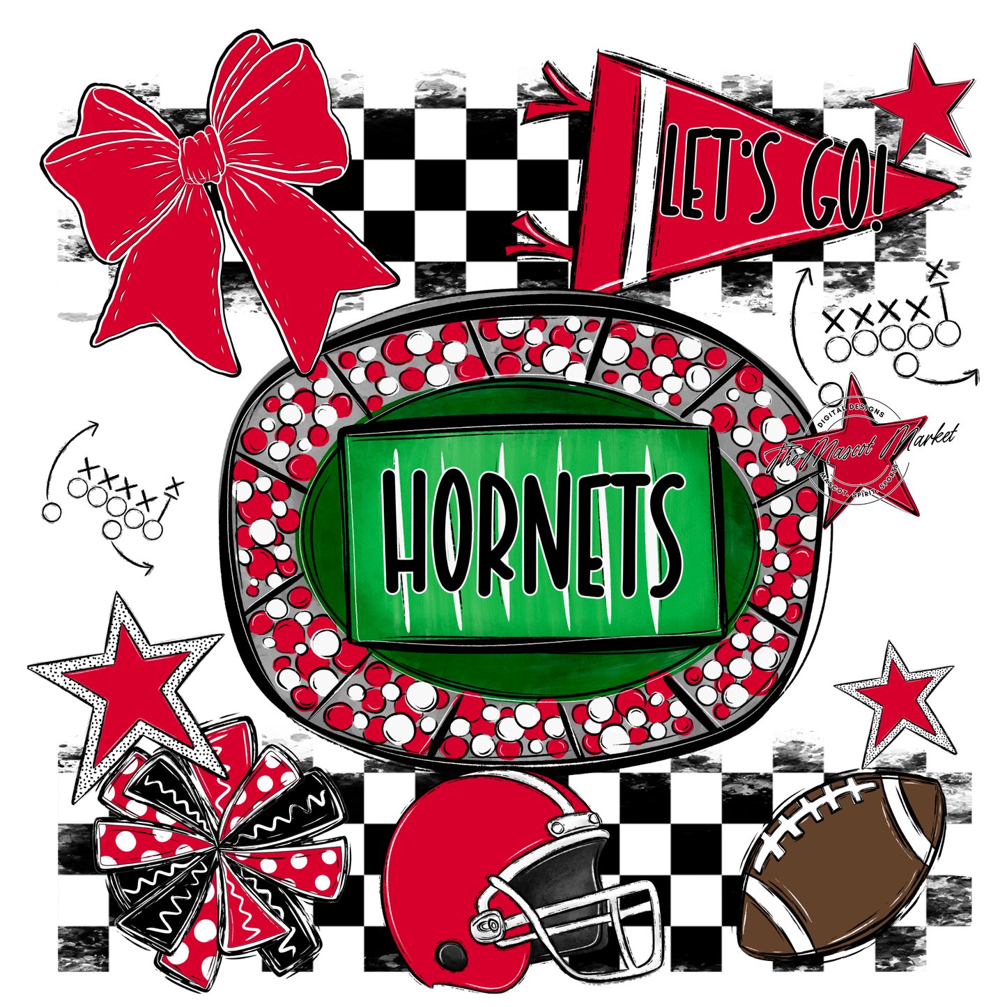Hornets Checkers Spirit Design-Red