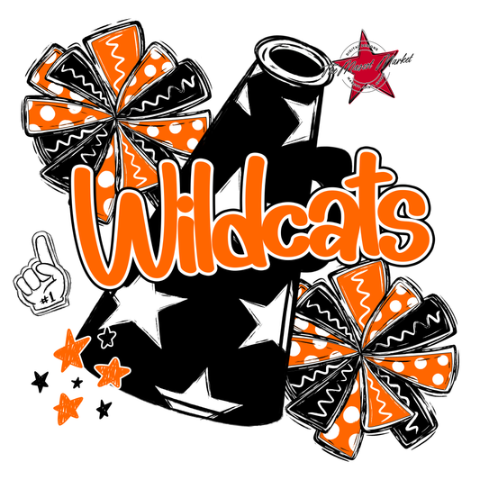 Wildcats Alpha Megaphone Design-Orange