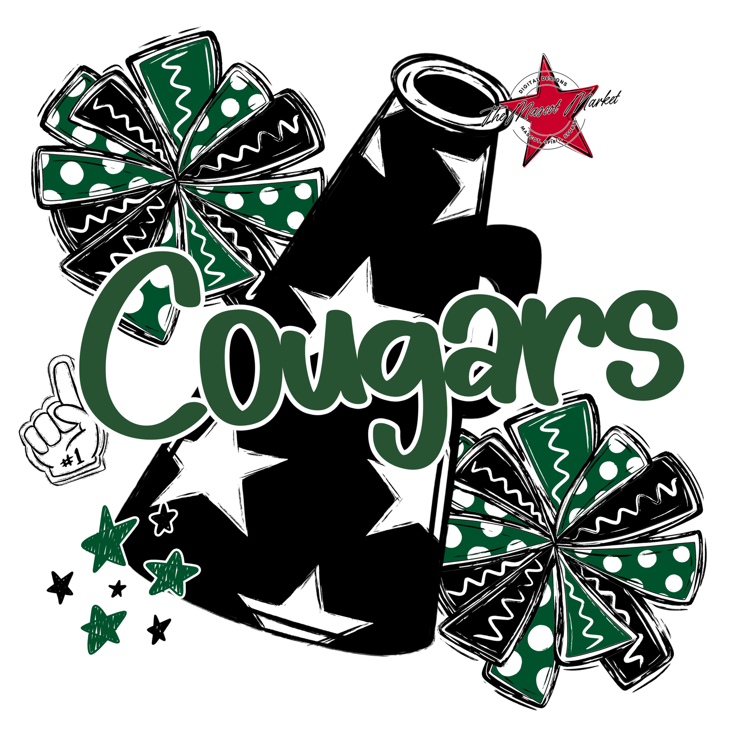 Cougars Alpha Megaphone Design-Green