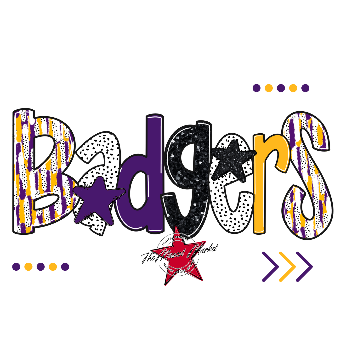 Badgers Brushstroke Alpha-Purple-Yellow-black