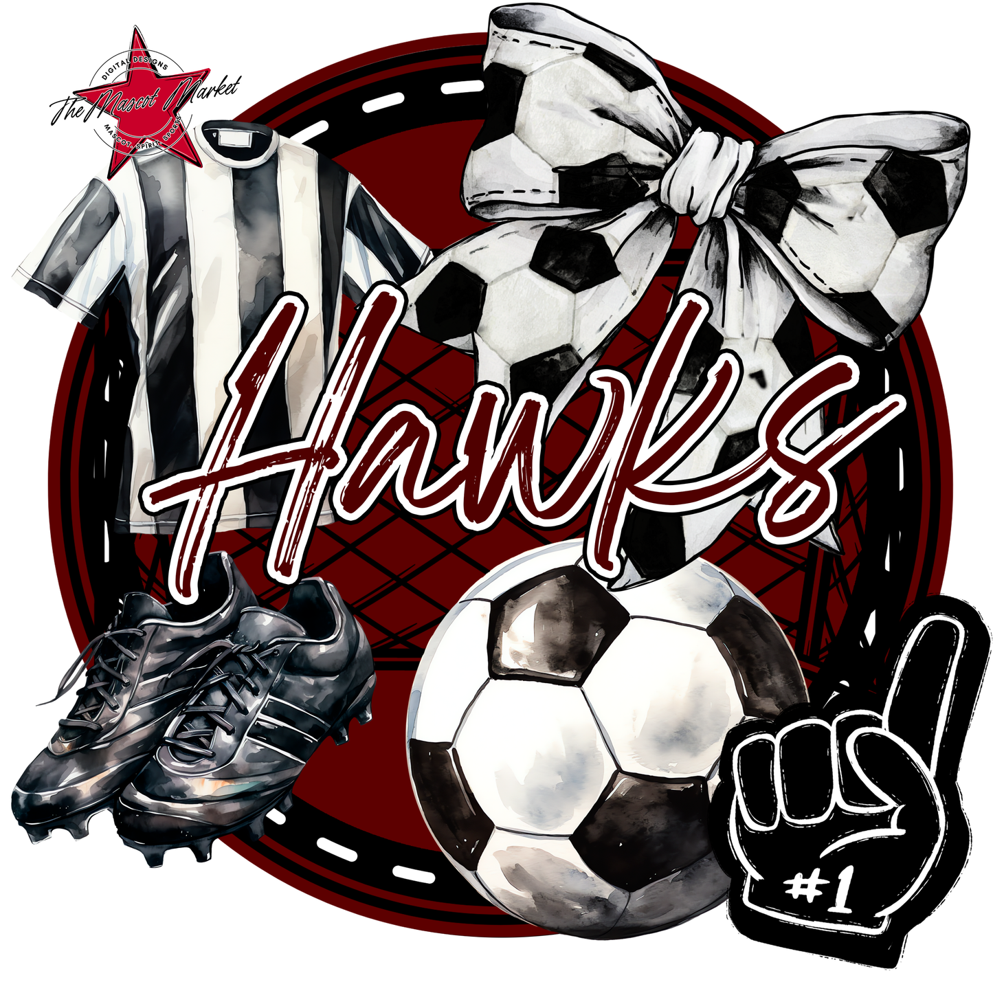 Hawks Circle Soccer Design-Maroon