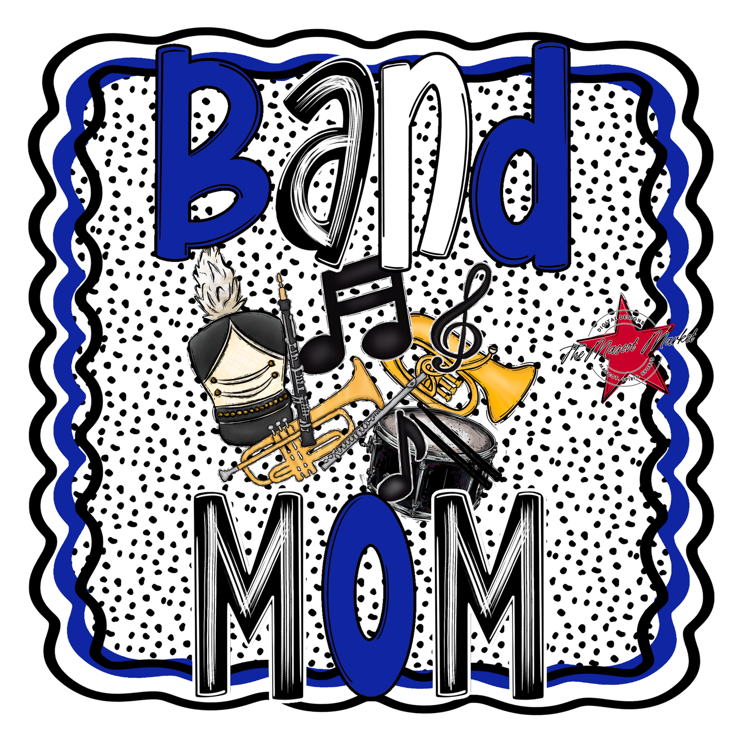 Band Mom Dot Design-Royal Blue