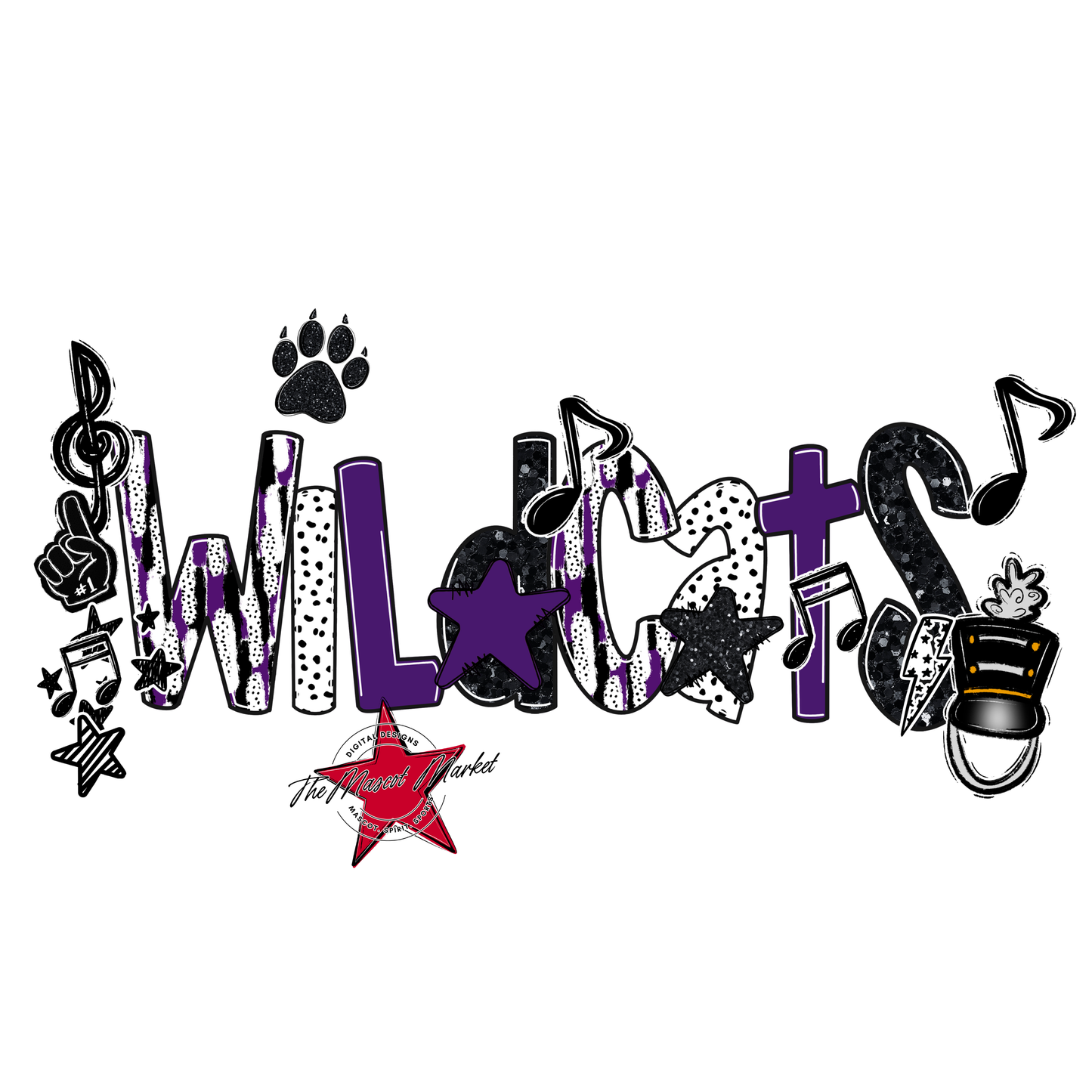 Wildcats Band Scrape-Purple