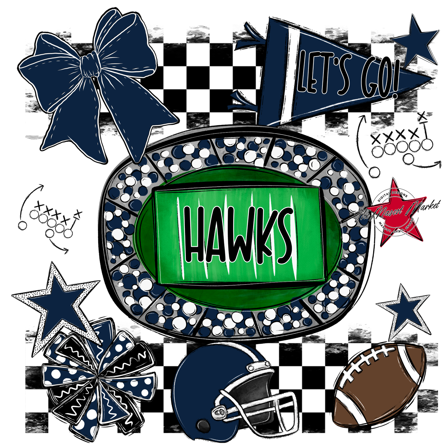 Hawks Checkers Spirit Design-Navy