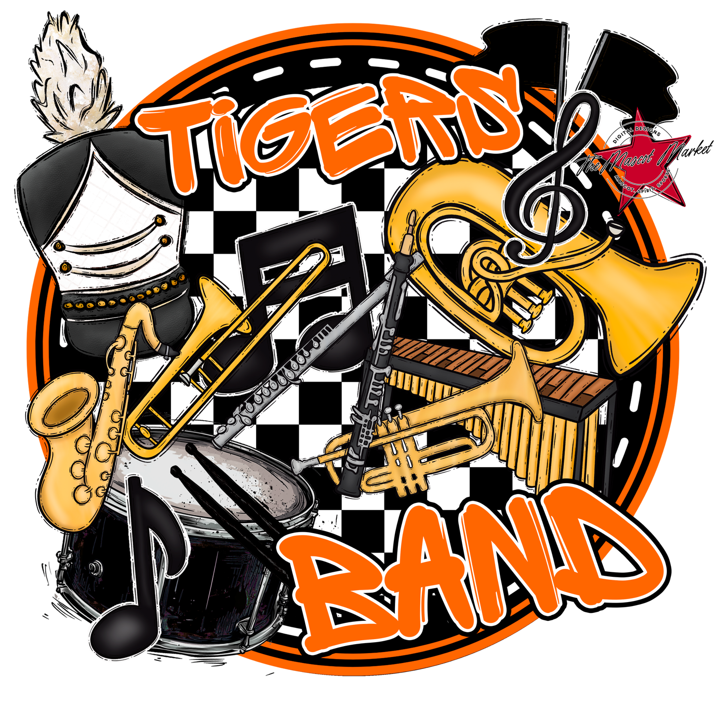 Tigers Circle Band Design-Orange