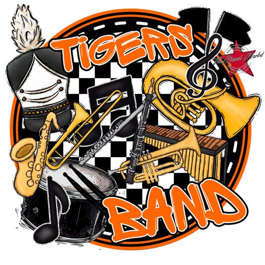 Tigers Circle Band Design-Orange