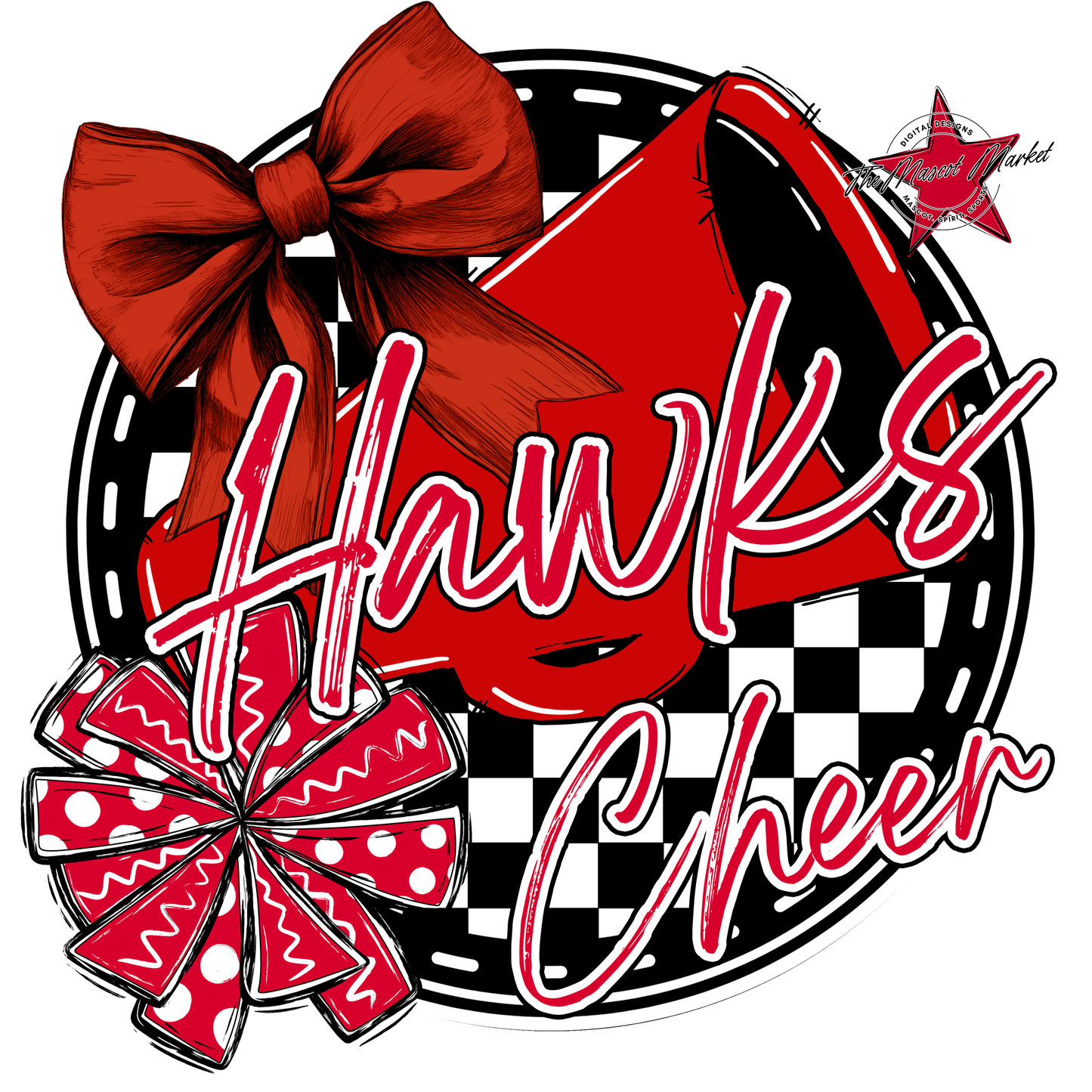 Hawks Circle Cheer Design-Red