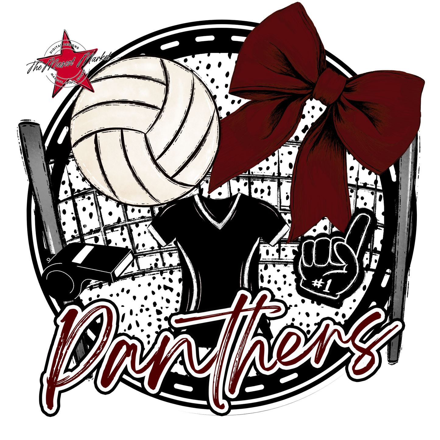 Panthers Circle Volleyball Design-Maroon