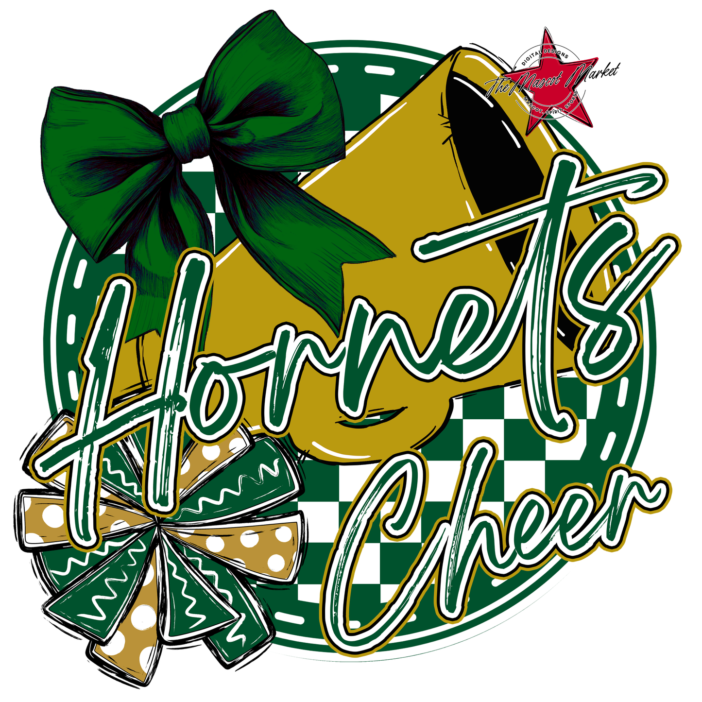 Hornets Circle Cheer Design-Green-Gold