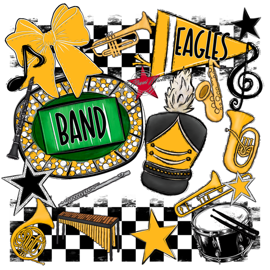 Eagles Band Checkers Design-Yellow