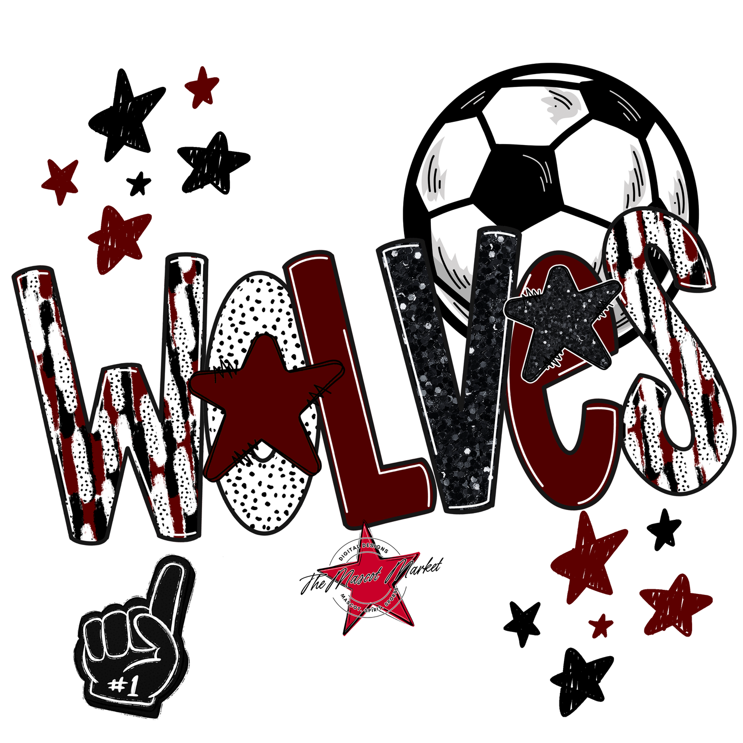 Wolves Soccer Scrape-Maroon