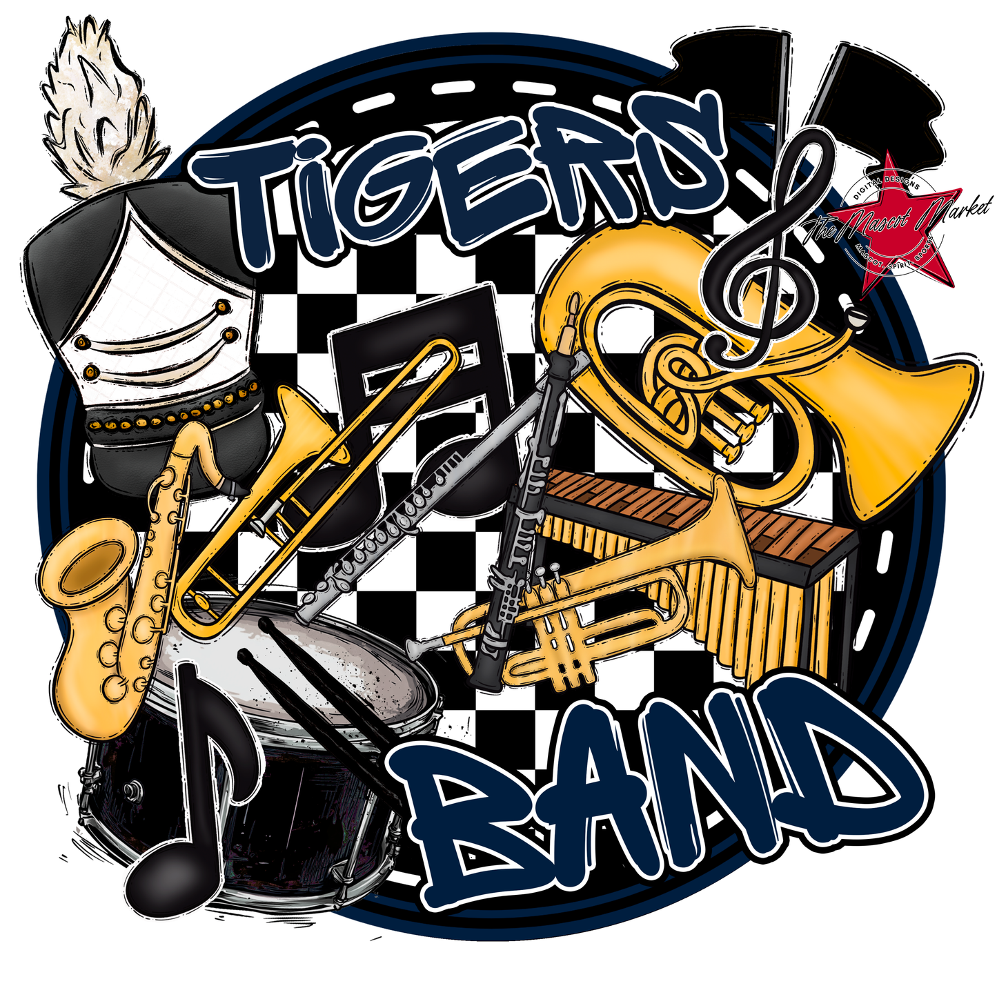 Tigers Circle Band Design-Navy