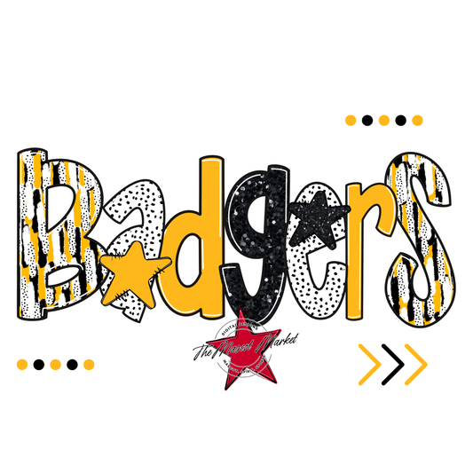 Badgers Brushstroke Alpha-Yellow-black