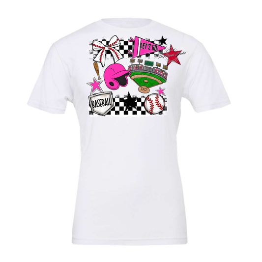 Baseball Checkers Spirit Design-Pink