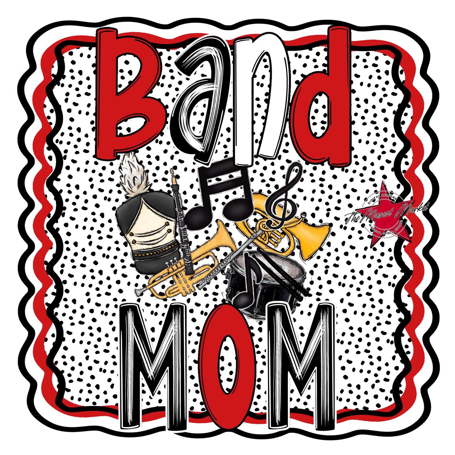 Band Mom Dot Design-Red