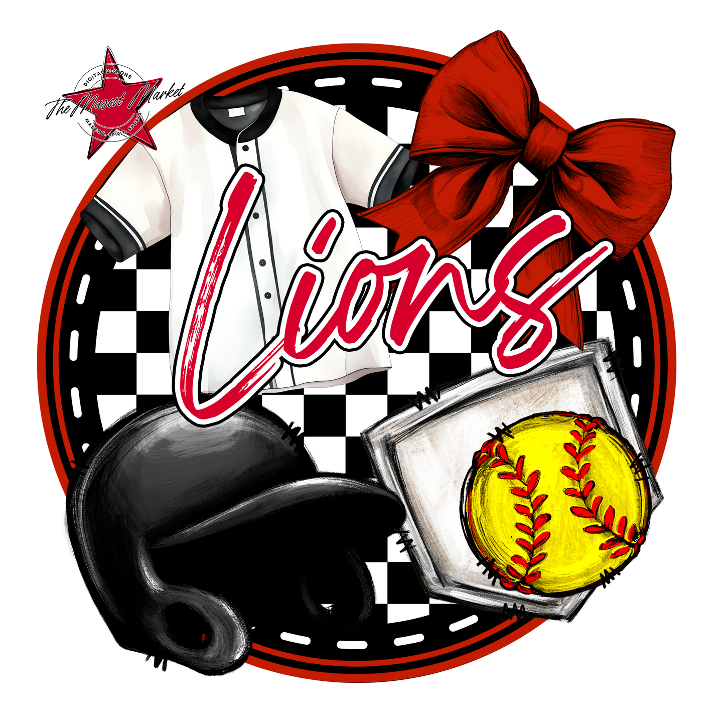 Lions Circle Softball Design-Red
