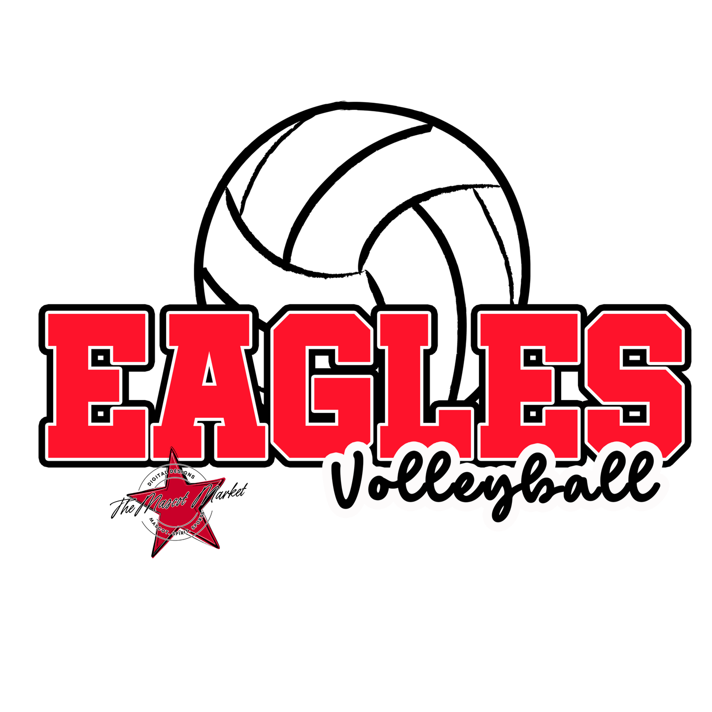 Eagles Varsity Volleyball Design-Bright Red