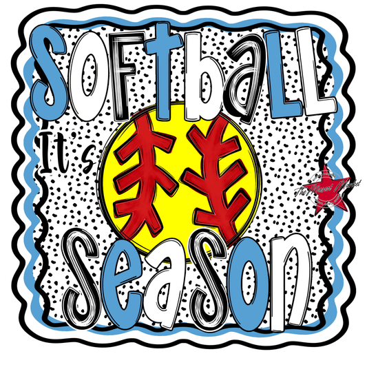 It's Softball Season Dot Design-Carolina Blue