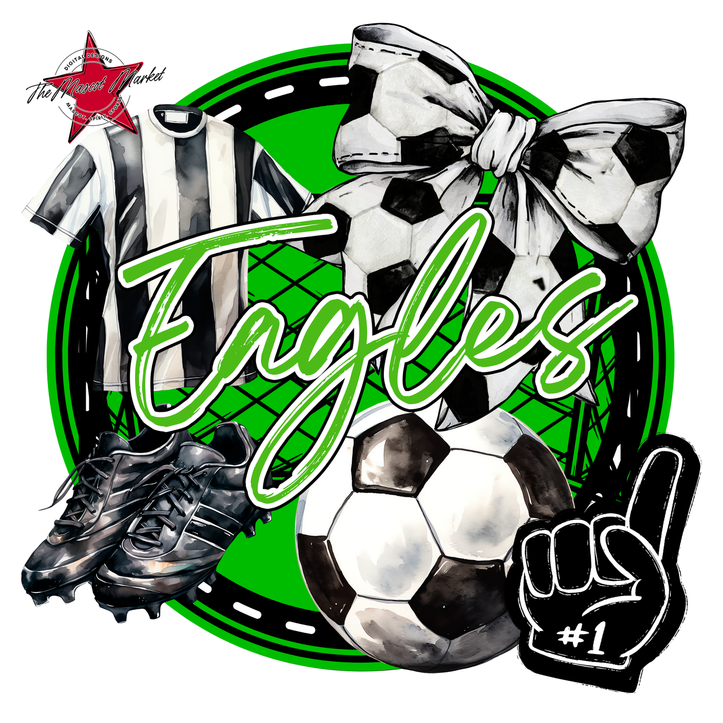 Eagles Circle Soccer Design-Bright Green