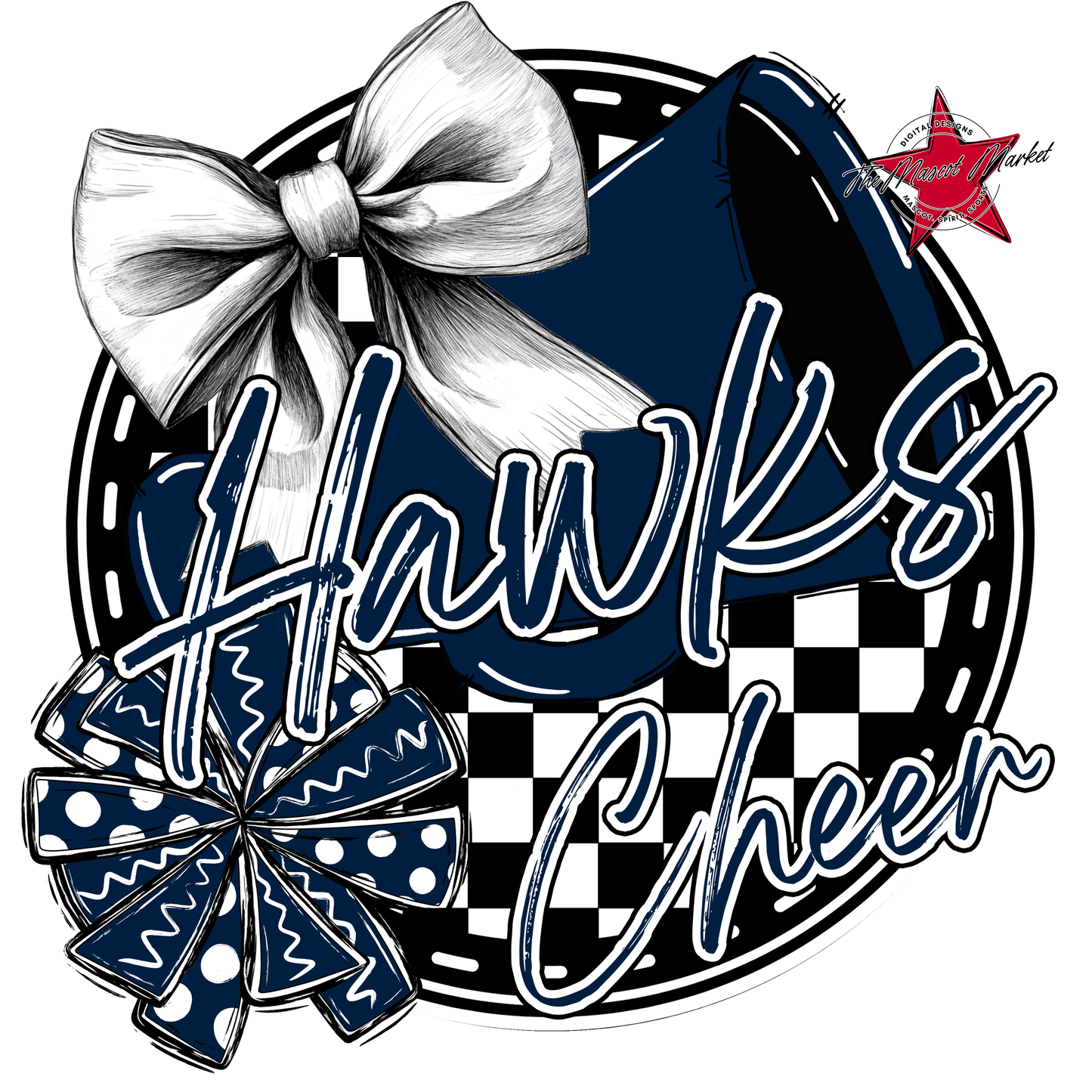 Hawks Circle Cheer Design-Navy