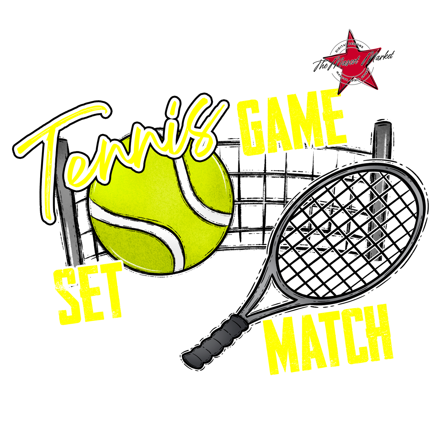Game, Set, Match Tennis Design-Bright Yellow