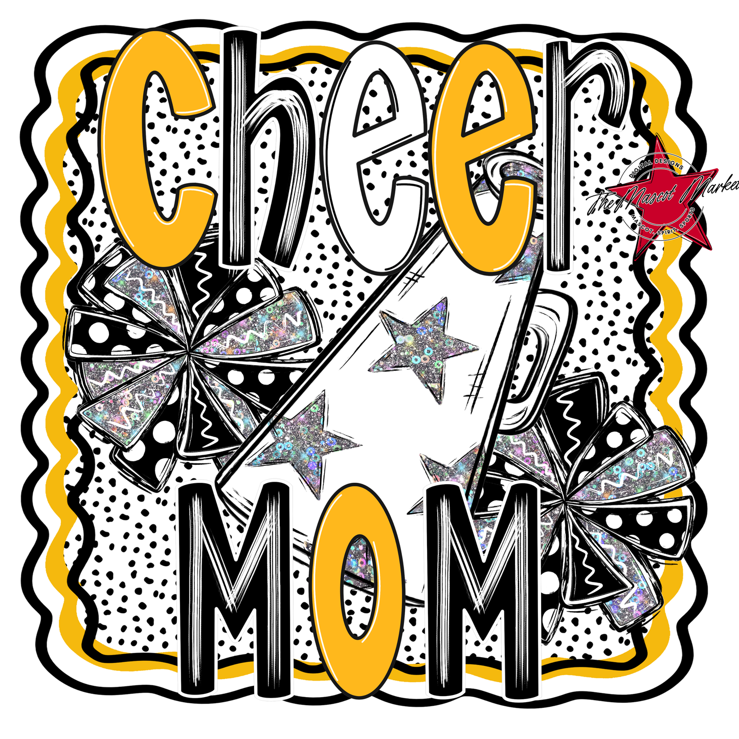 Cheer Mom Megaphone Dot Design-Yellow