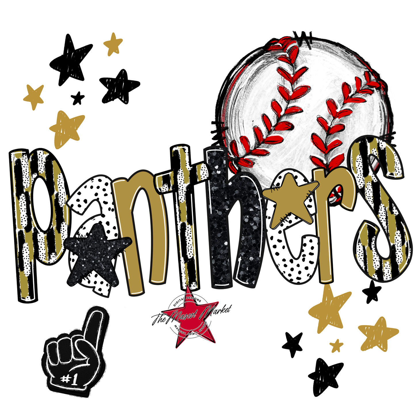 Panthers Baseball Scrape-Gold