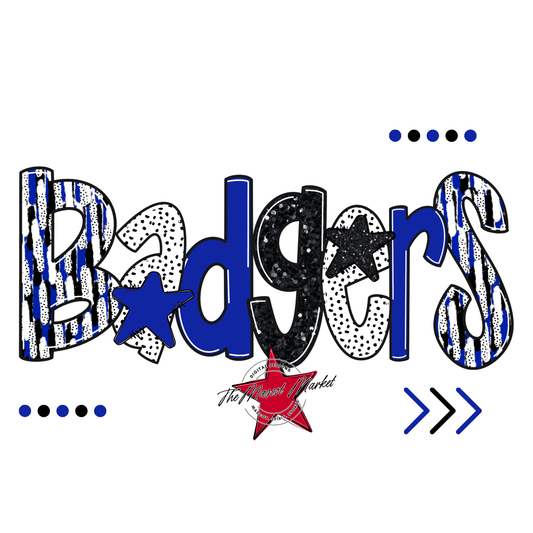 Badgers Brushstroke Alpha-Royal Blue-black