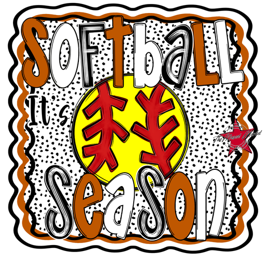 It's Softball Season Dot Design-Burnt Orange