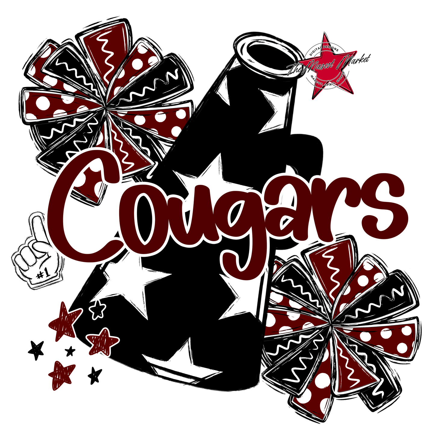 Cougars Alpha Megaphone Design-Maroon