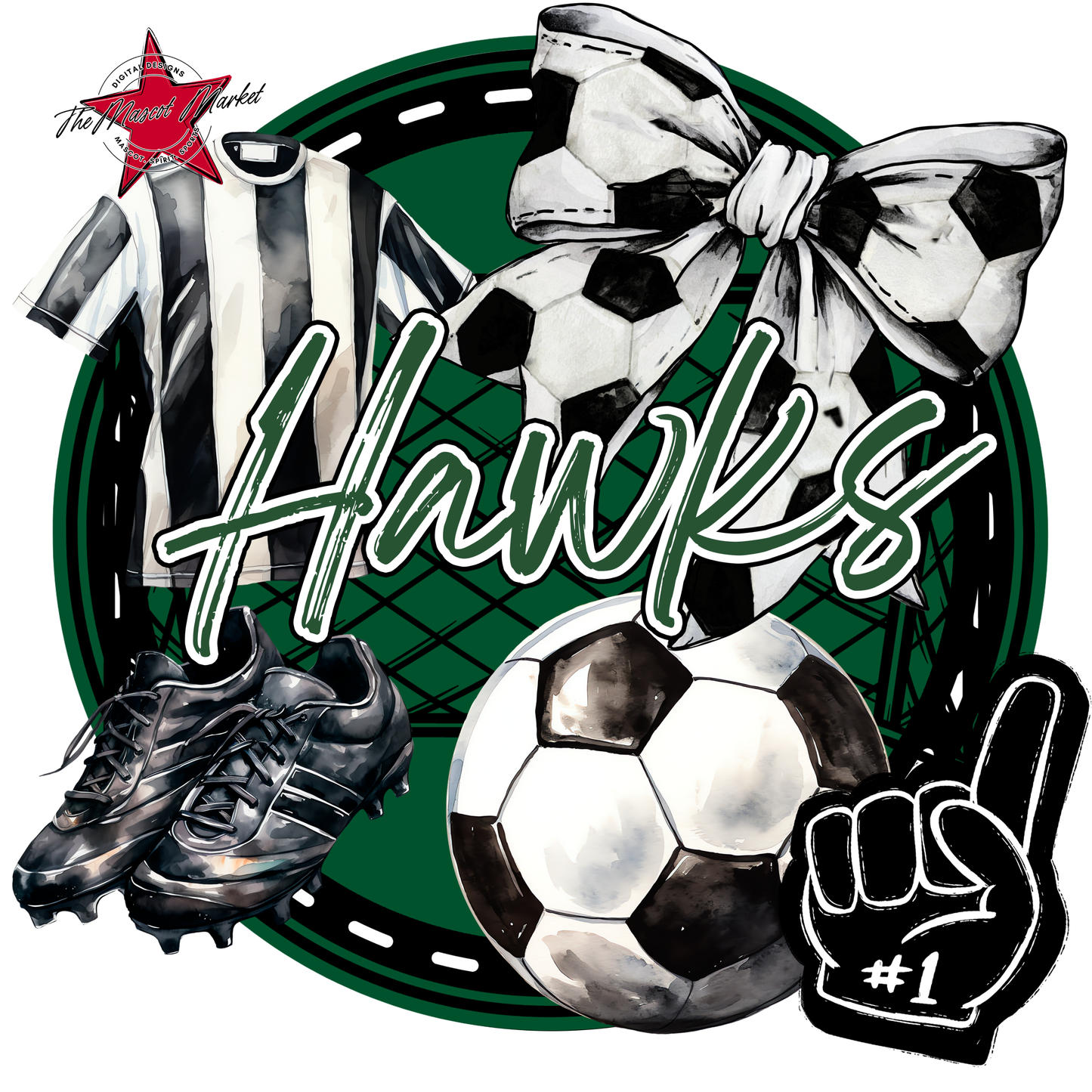 Hawks Circle Soccer Design-Green