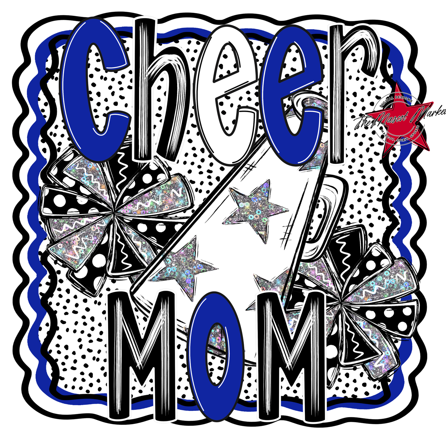 Cheer Mom Megaphone Dot Design-Royal Blue
