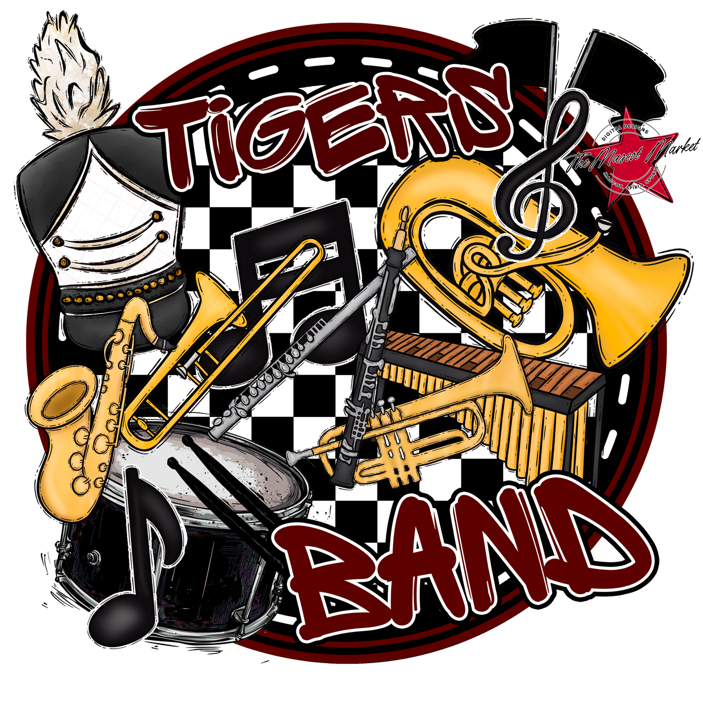 Tigers Circle Band Design-Maroon