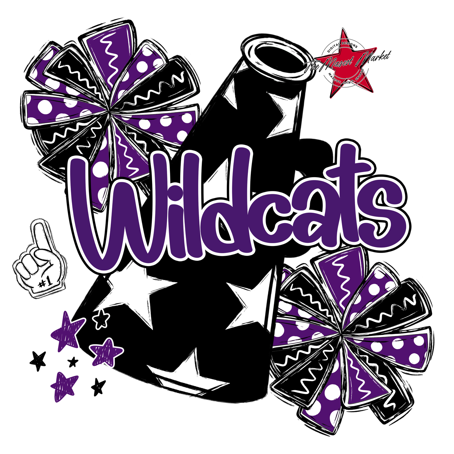 Wildcats Alpha Megaphone Design-Purple