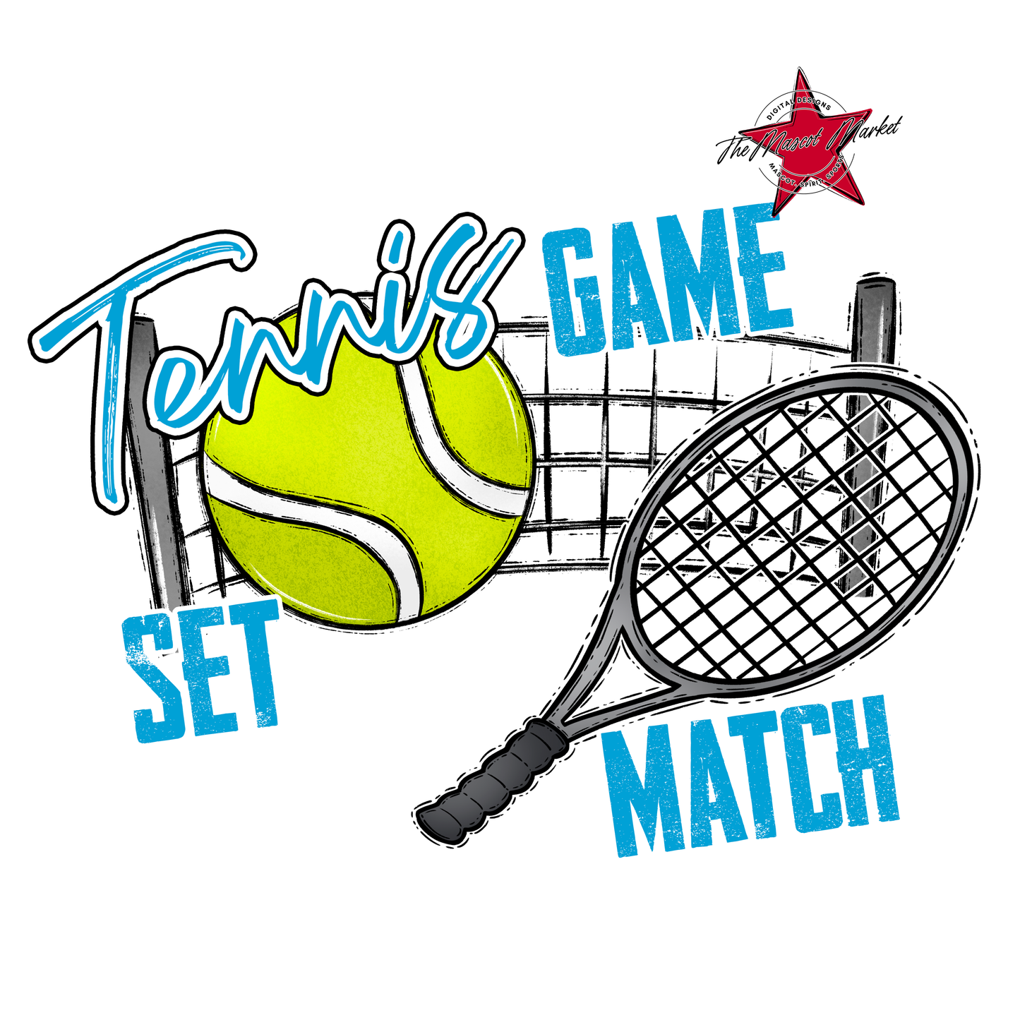 Game, Set, Match Tennis Design-Carolina Blue