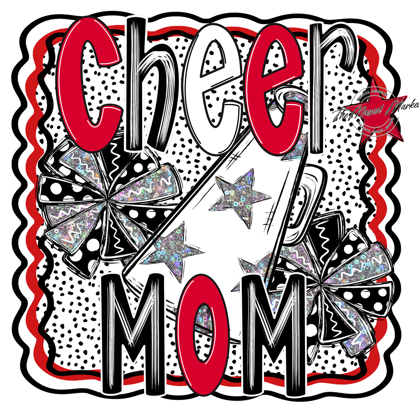 Cheer Mom Megaphone Dot Design-Red