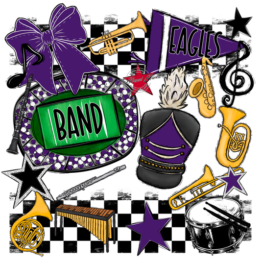 Eagles Band Checkers Design-Purple