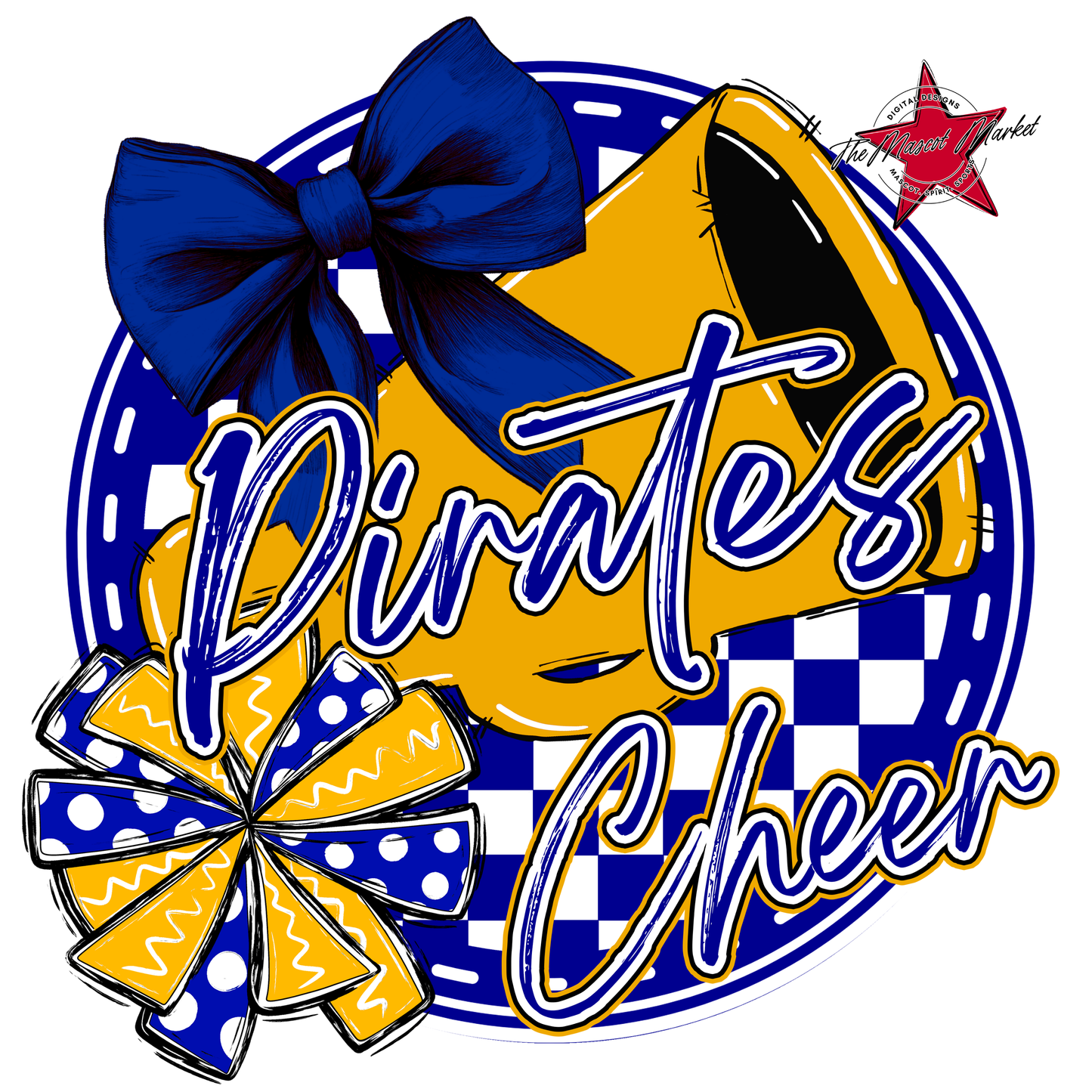 Pirates Circle Cheer Design-Blue-Yellow