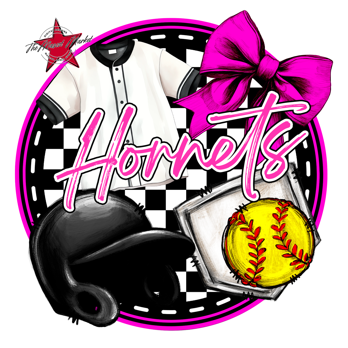Hornets Circle Softball Design-Pink