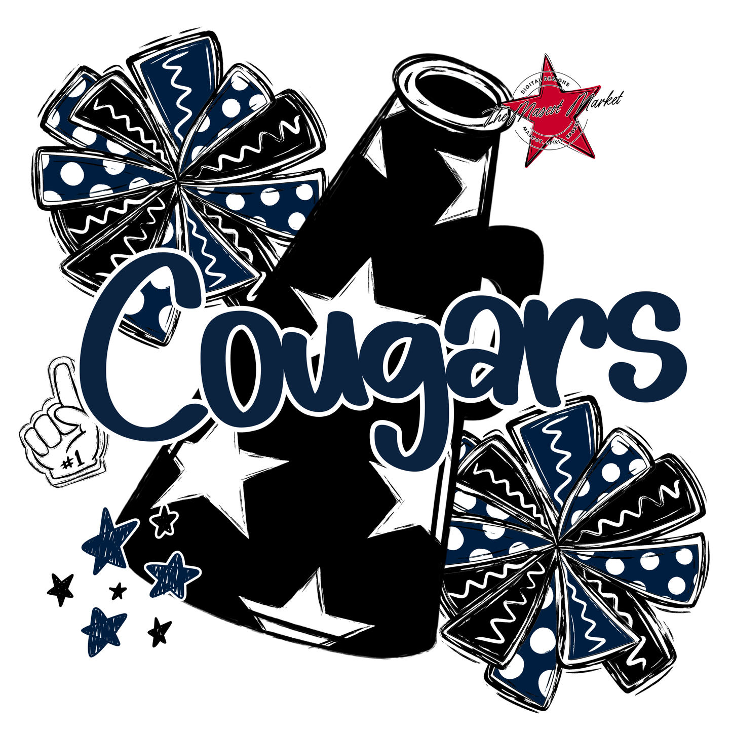 Cougars Alpha Megaphone Design-Navy