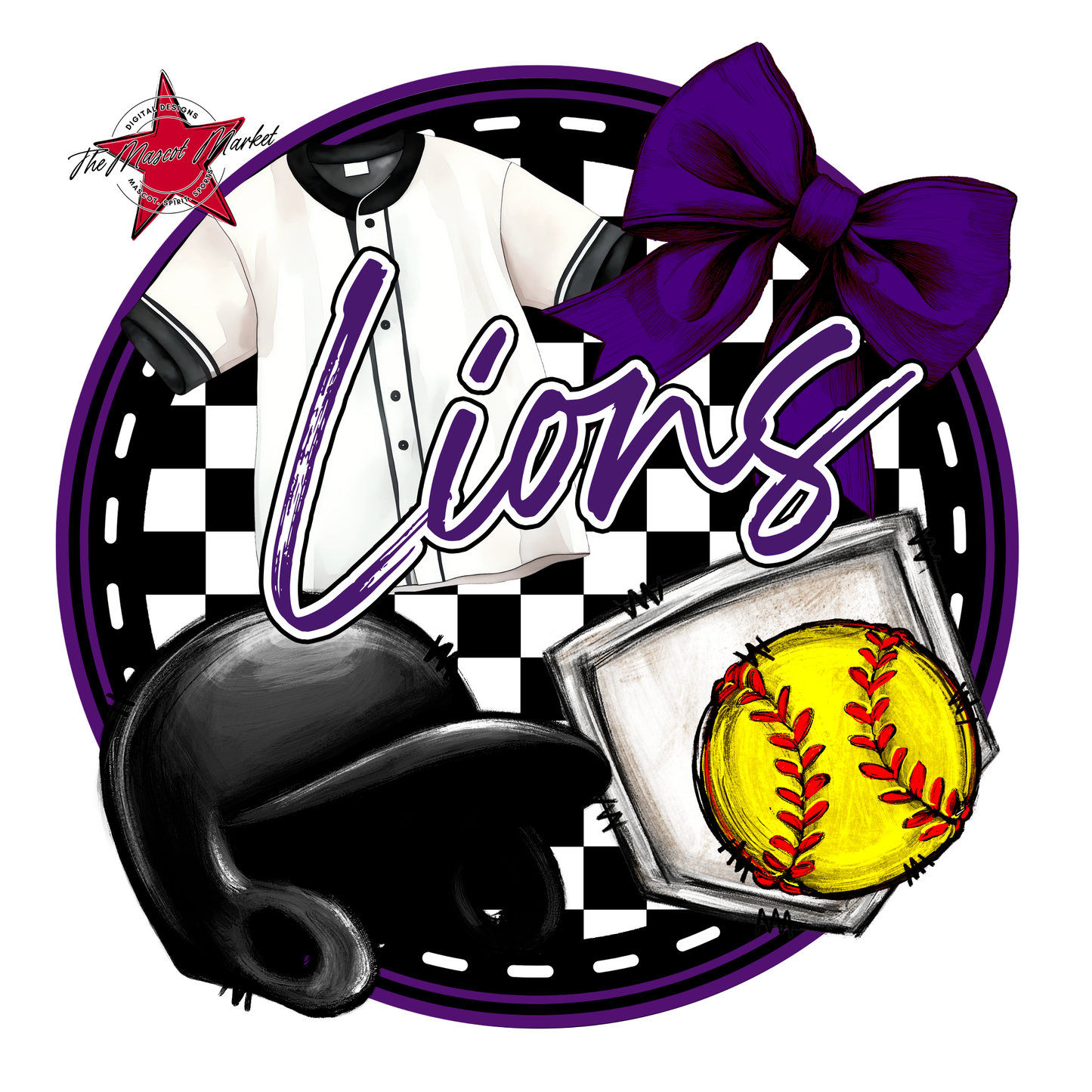 Lions Circle Softball Design-Purple
