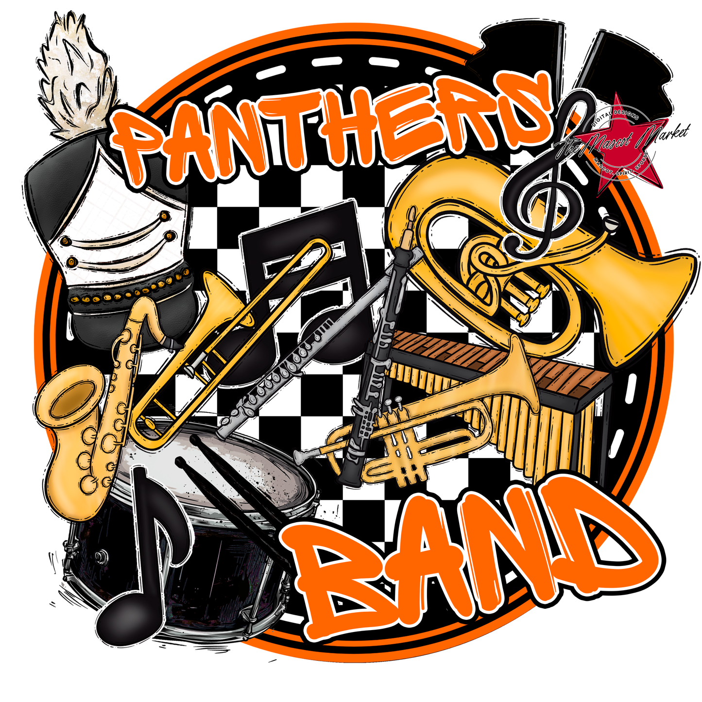 Panthers Circle Band Design-Orange
