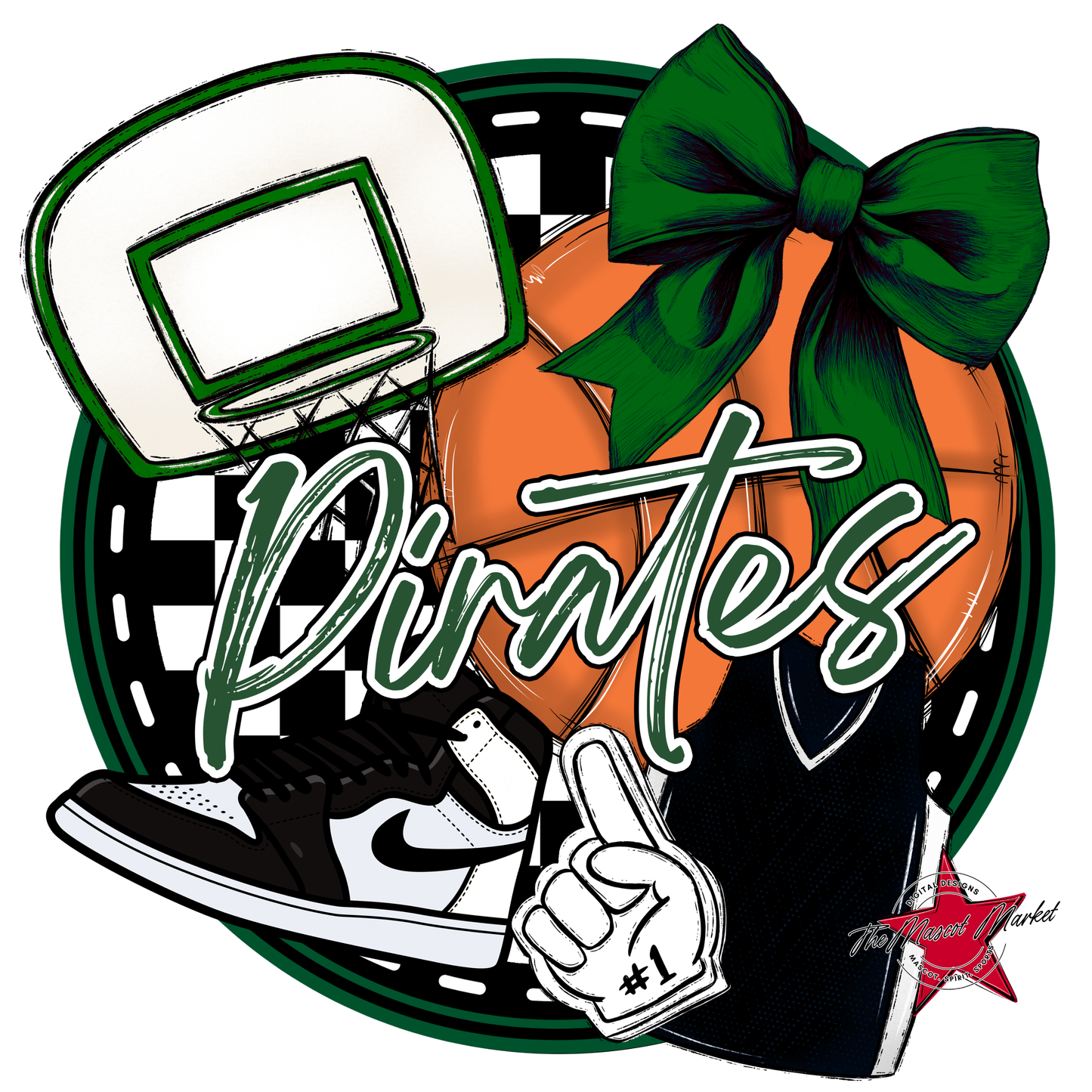 Pirates Circle Basketball Design-Green