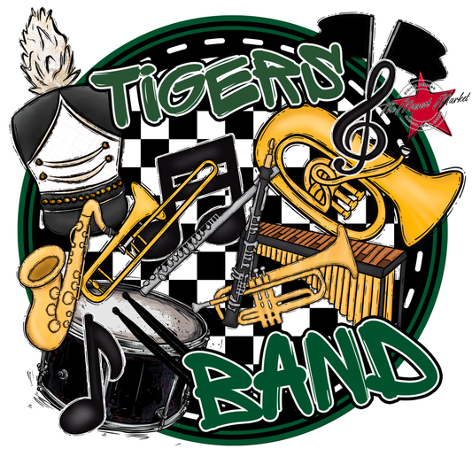 Tigers Circle Band Design-Green