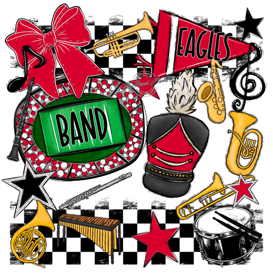 Eagles Band Checkers Design-Red