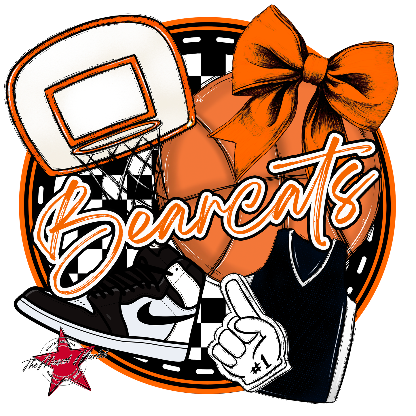 Bearcats Circle Basketball Design-Orange