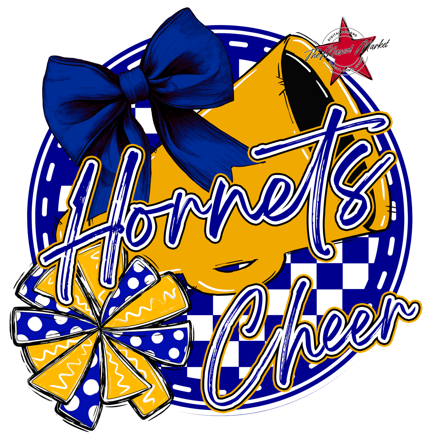 Hornets Circle Cheer Design-Blue-Yellow